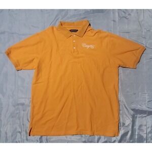 Vtg Y2K COOGI Orange Short Sleeve Embroidered Spellout Polo Shirt Cotton Men 3XL